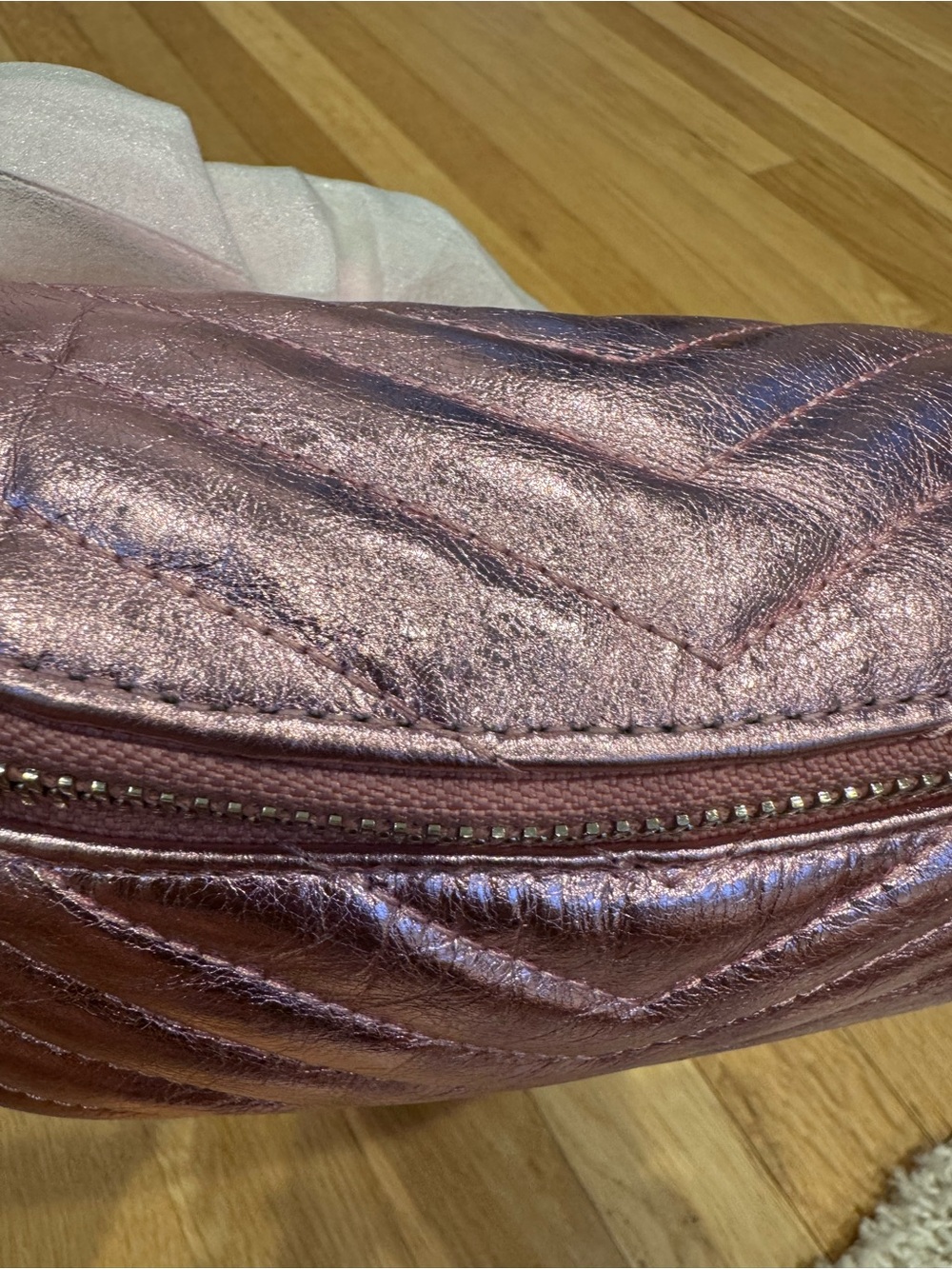 Rebecca Minkoff Metallic Rose Pink Quilted Crossbody Belt Bag NWT - Picture 15 of 16